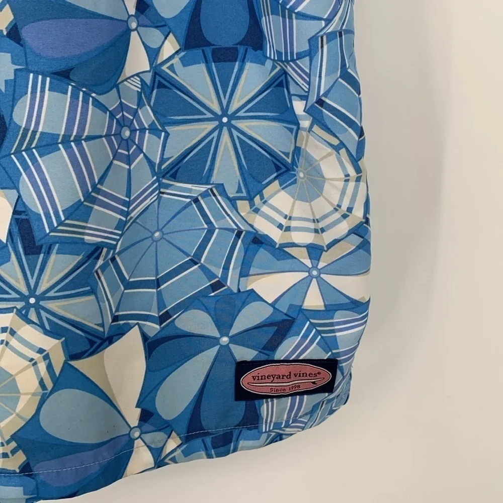 Vineyard Vines board shorts swim trunks blue white pockets drawstring men XXL